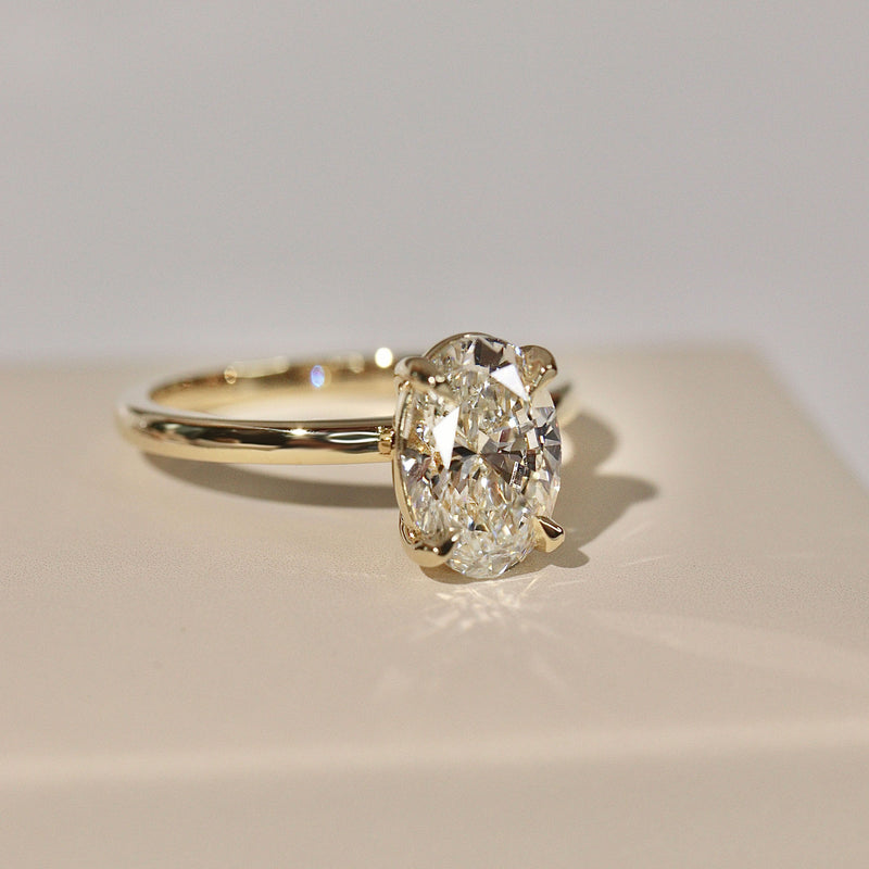 Chloe Oval Cut Hidden Halo Engagement Ring, Moissanite/Lab Grown Diamond