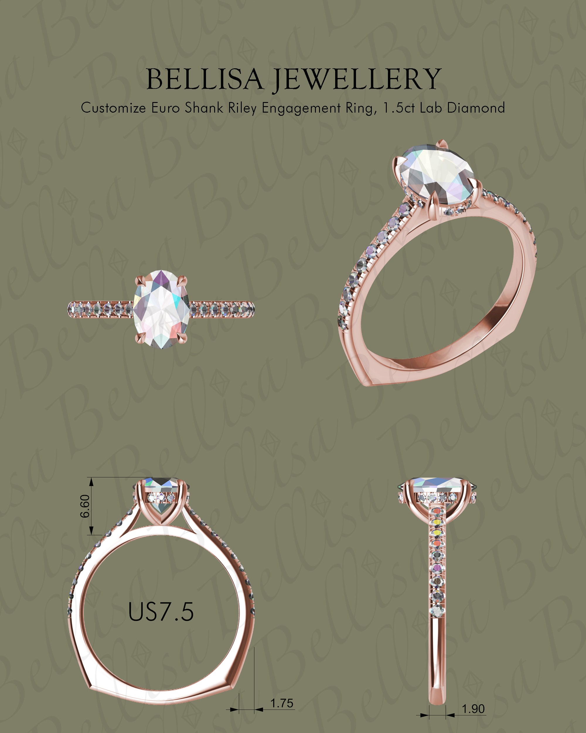 Customization -  Lab Diamond Riley Oval Hidden Halo Engagement Ring, w/ Euro Shank