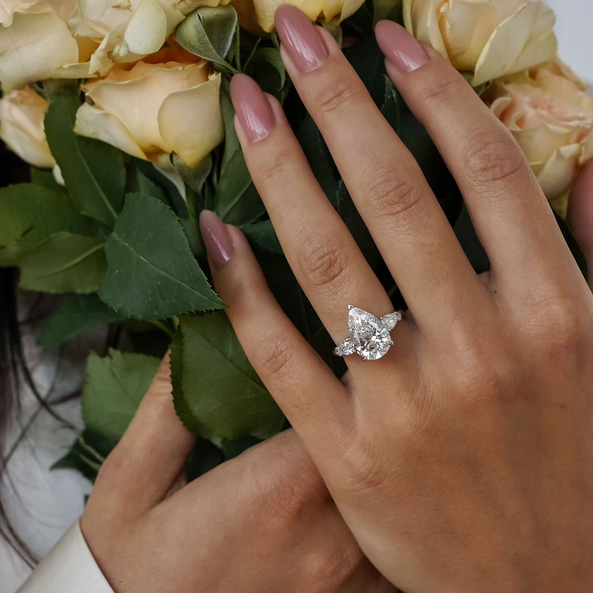 Tiana Pear Cut Three Stone Engagement Ring