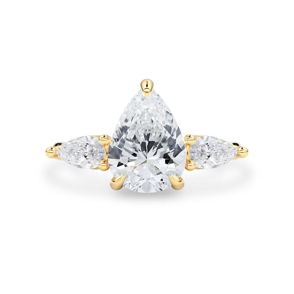 Purity Petal Hidden Halo Three Stone Engagement Ring, Moissanite/Lab Grown Diamond