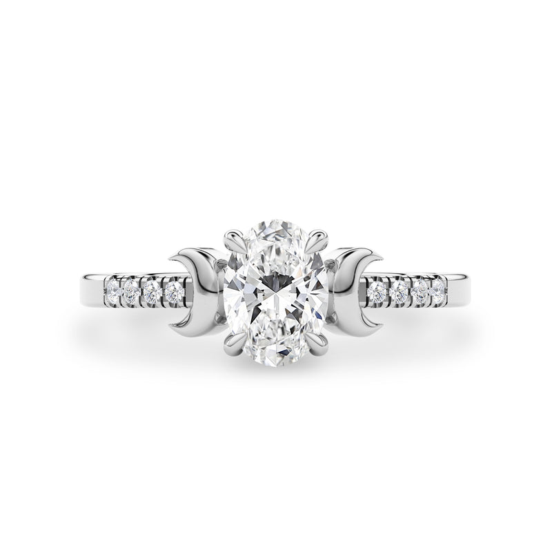 Whistler Moon Engagement Ring, Oval Brilliant With Pavé