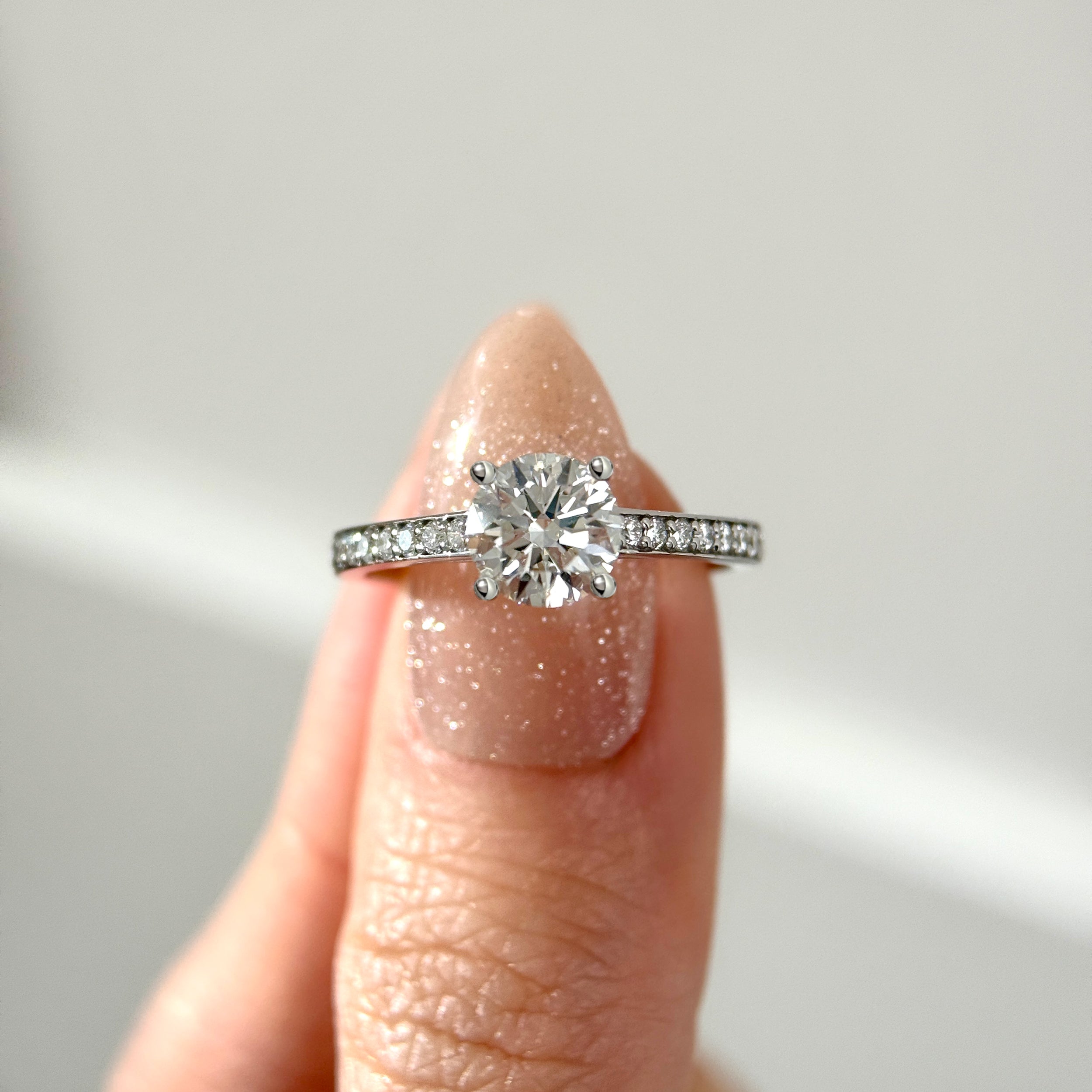 Aurelia Round Cathedral Pavé Engagement Ring