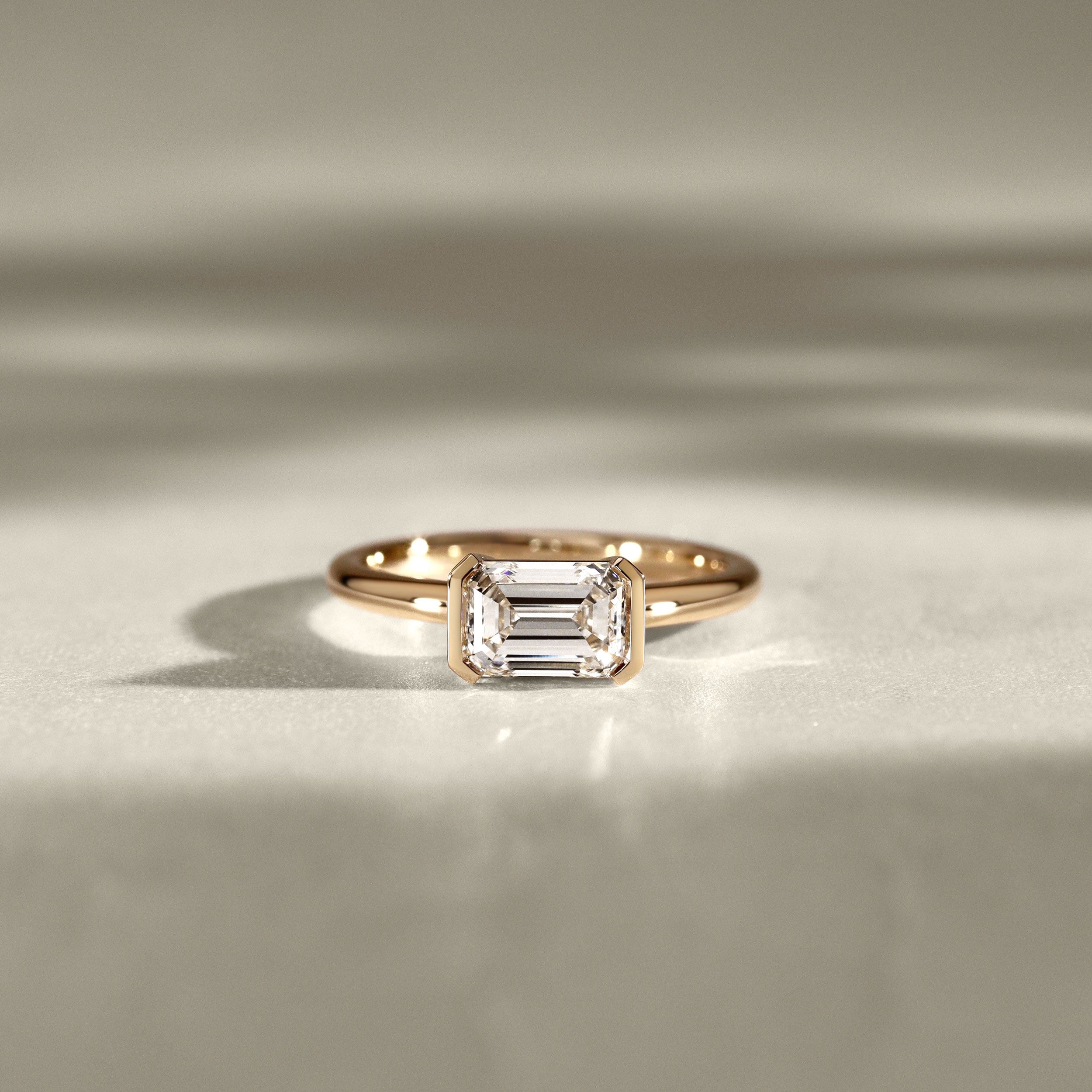 Bespoke #9173 - Custom 1ct Lab Grown Diamond East-West Half Bezel Engagement Ring