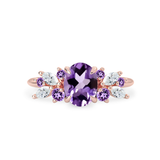 Oval Amethyst Anna's Dream Cluster Engagement Ring, Oval Brilliant With Marquise