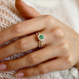 True Love Natural Emerald Halo Engagement Ring, Sapphire & Diamond
