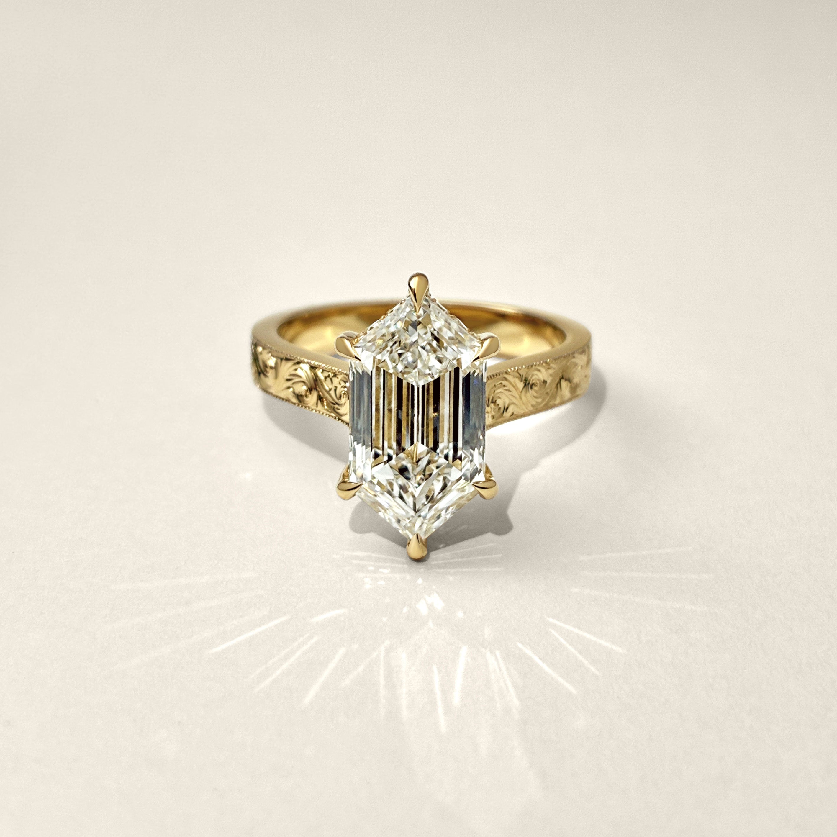 Bespoke #9183 - Custom Hand Engraving Dutch Step Cut Marquise Cathedral Engagement Ring