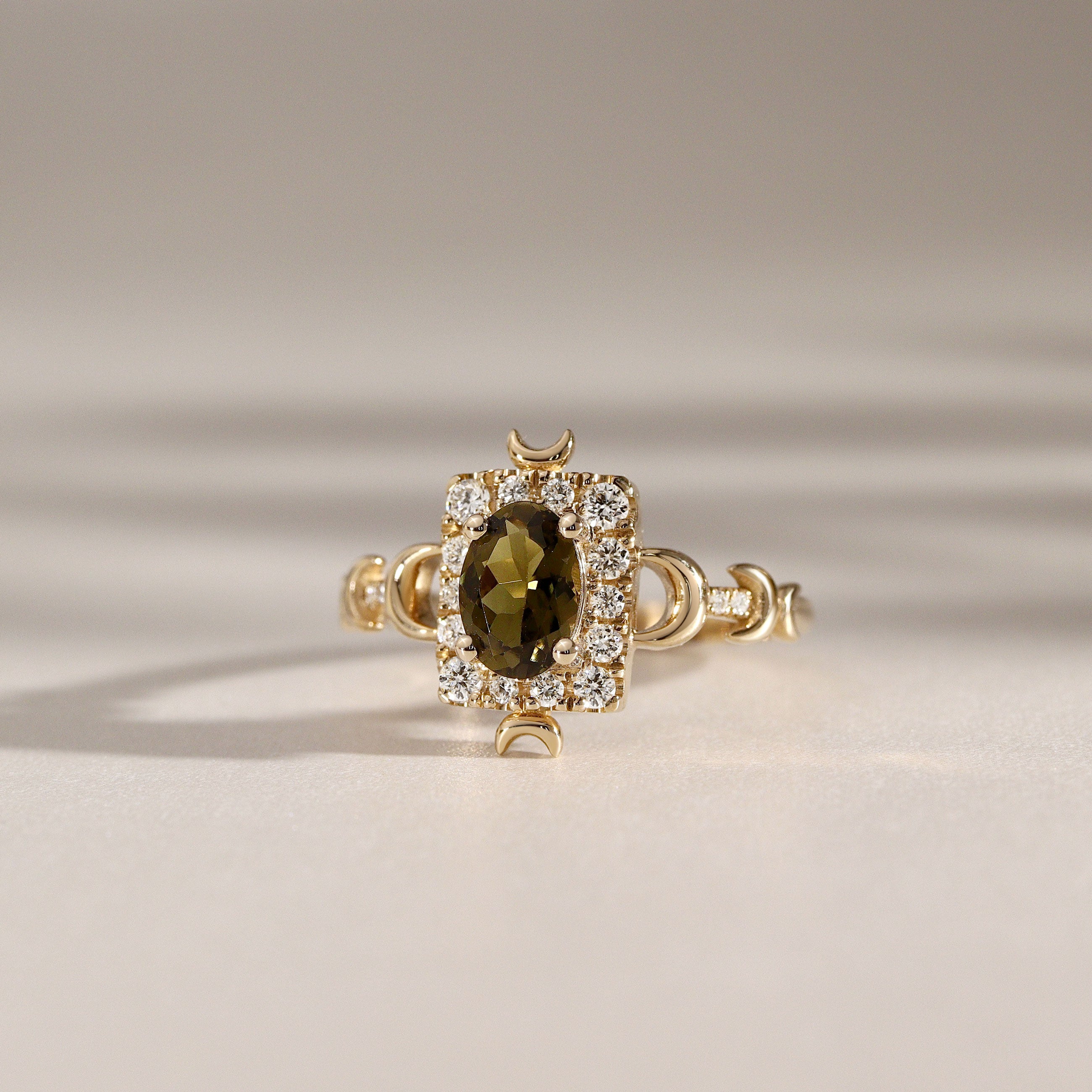 Tall Maeve Lunar Magic Moon Phase Ring, Halo With Pavé