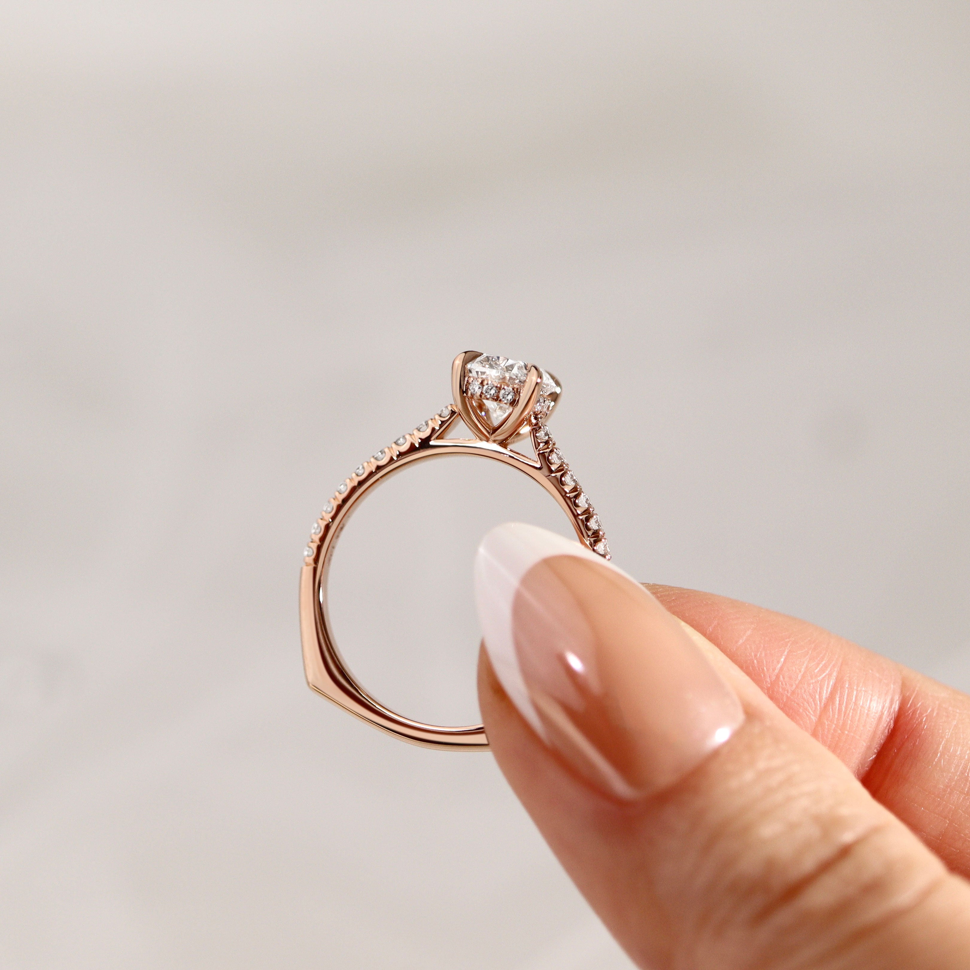 Customization -  Lab Diamond Riley Oval Hidden Halo Engagement Ring, w/ Euro Shank