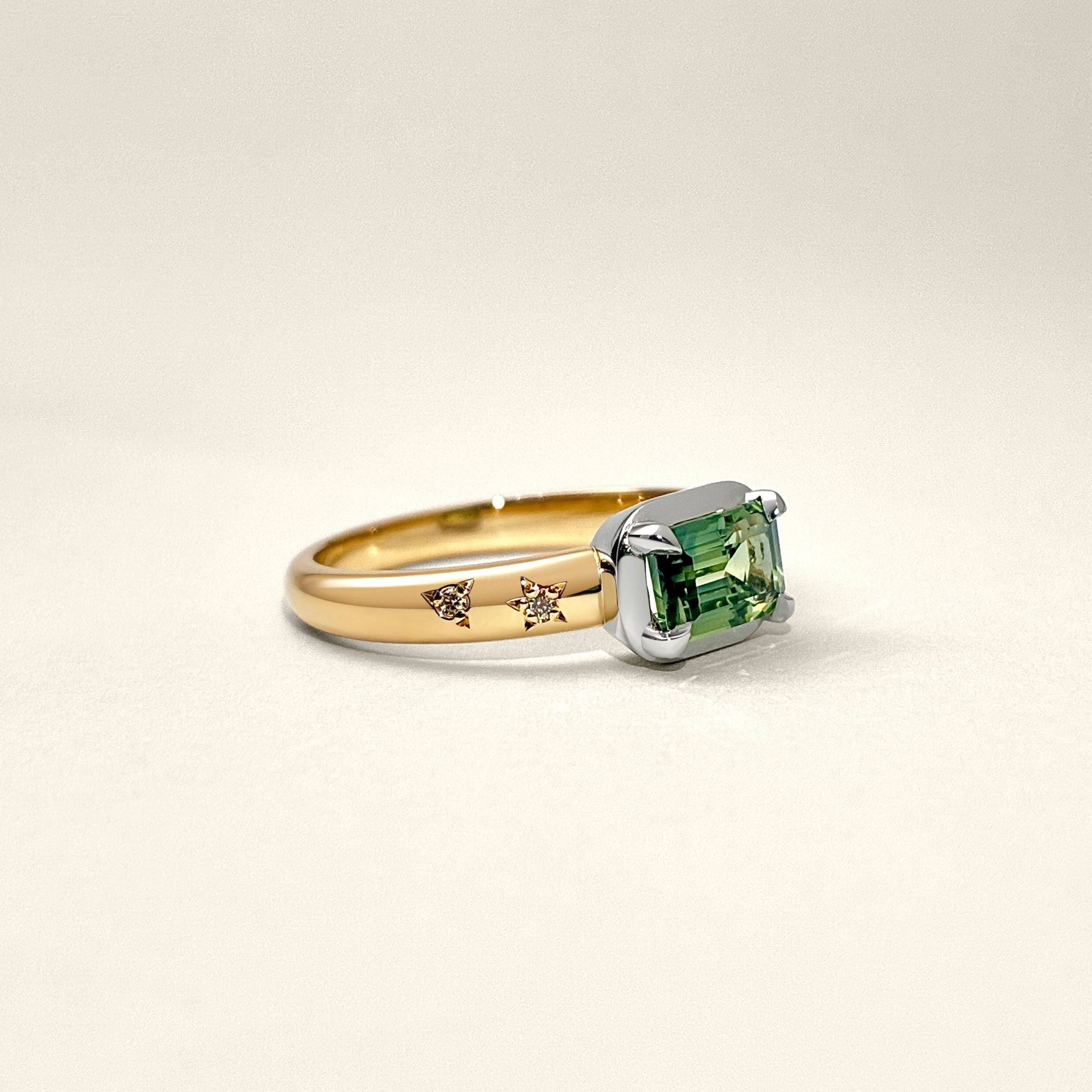 Bespoke #9182 - Custom Sapphire Serene Lagoon Engagement Ring Two Tone Design