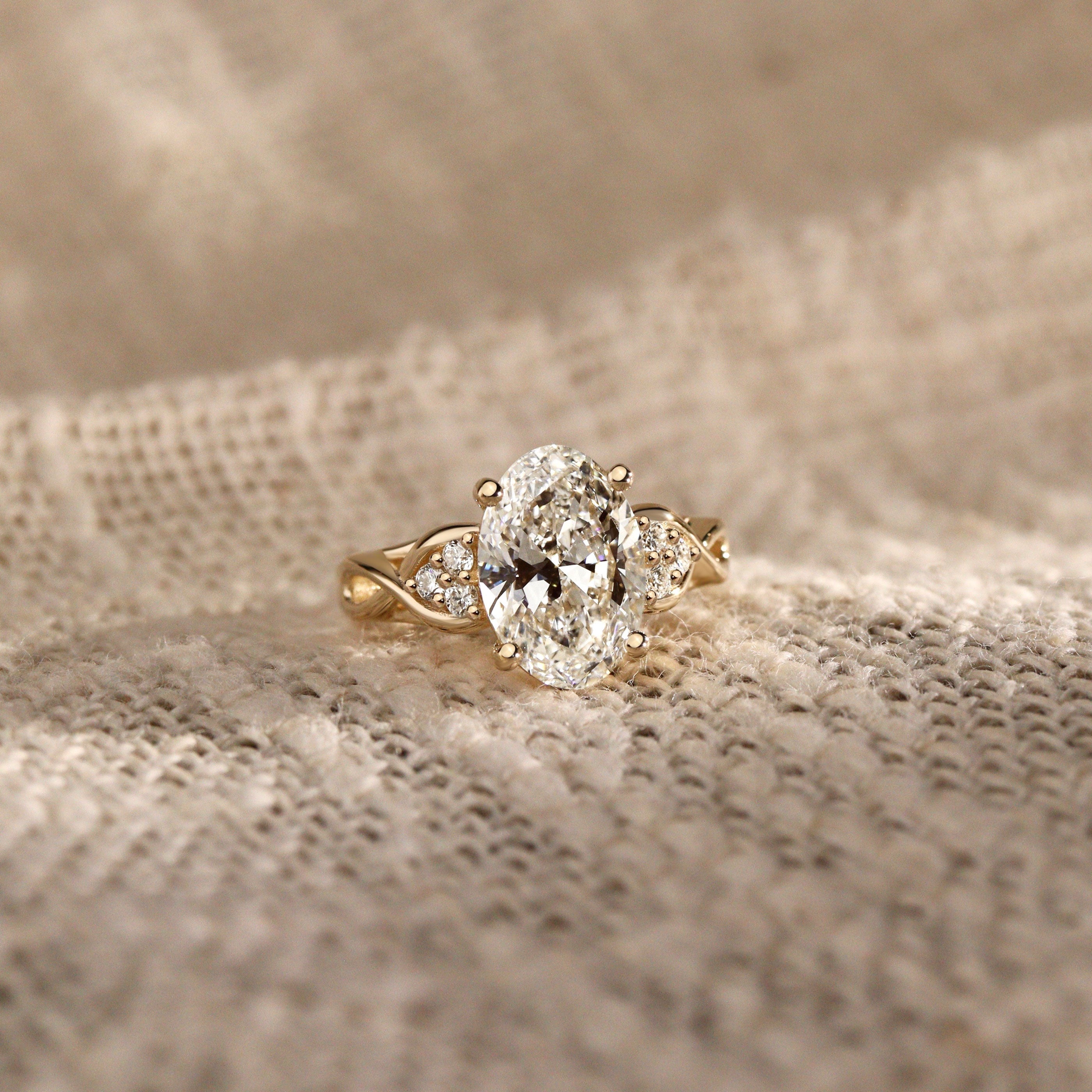 Serene Swan Oval Infinity Engagement Ring, Cathedral