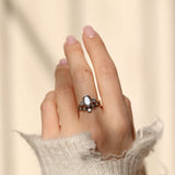 Olivia Three Stone Engagement Ring, Oval with Round Brilliant