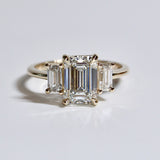 Evelyn Emerald Cut Three Stone Engagement Ring, Low Set