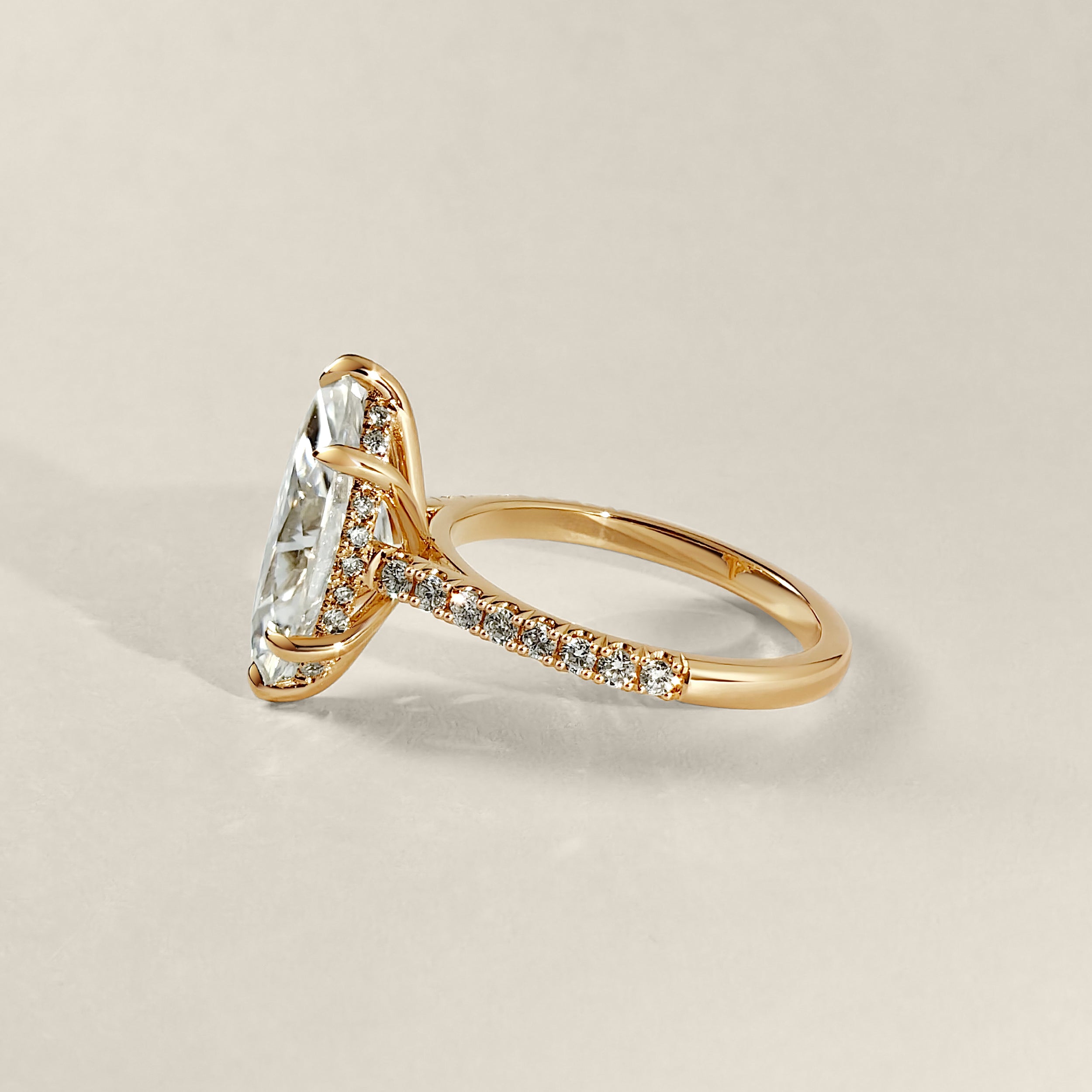 2.5CT MARQUISE DIAMOND CATHEDRAL ENGAGEMENT RING WITH HIDDEN HALO