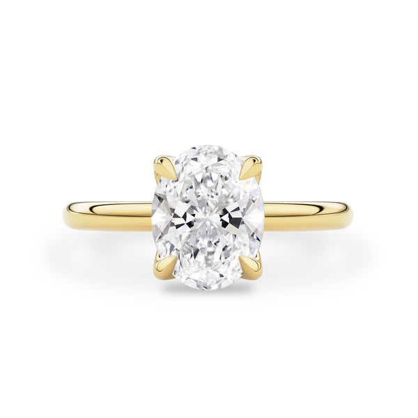 Oval Purity Petal Solitaire Engagement Ring, Moissanite/Lab Grown Diamond