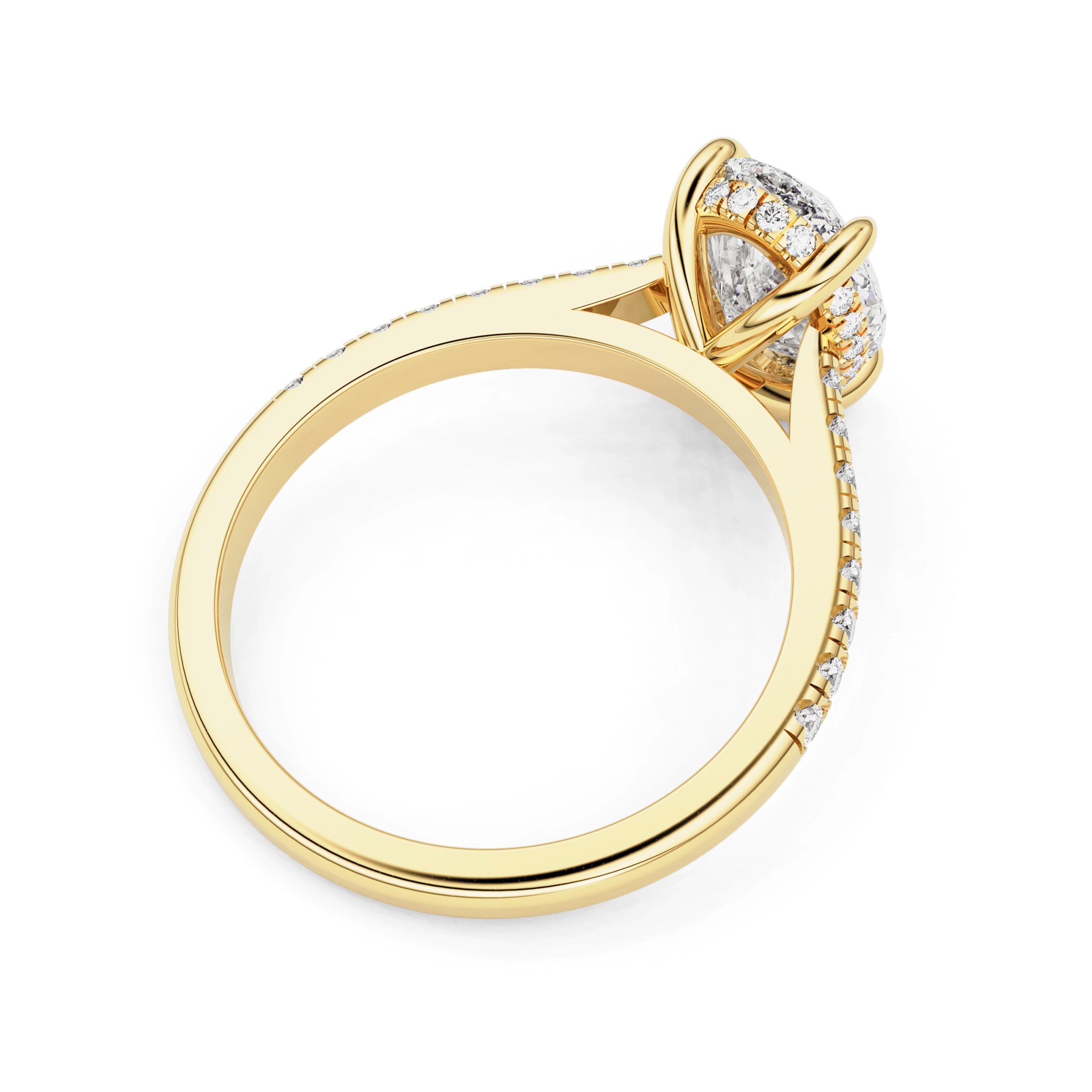 Riley Oval Hidden Halo Engagement Ring, Moissanite/Lab Grown Diamond