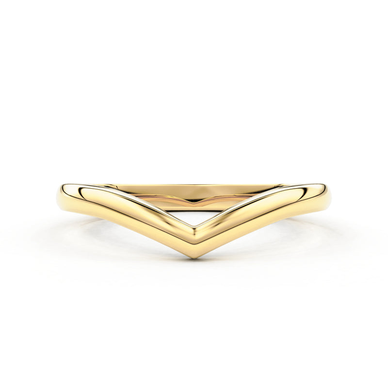 14k Solid Gold V Shape Stackable Ring