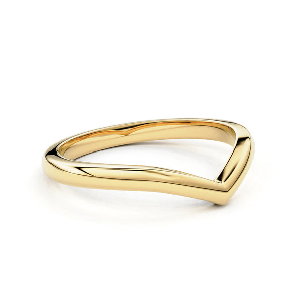 14k Solid Gold V Shaped Stackable Ring