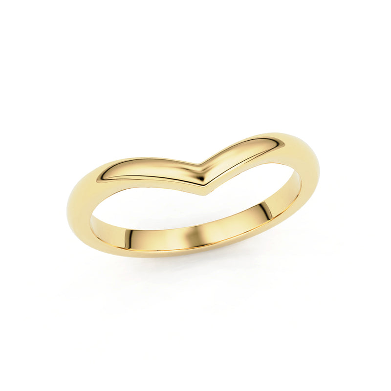 14k Solid Gold V Shaped Stackable Ring