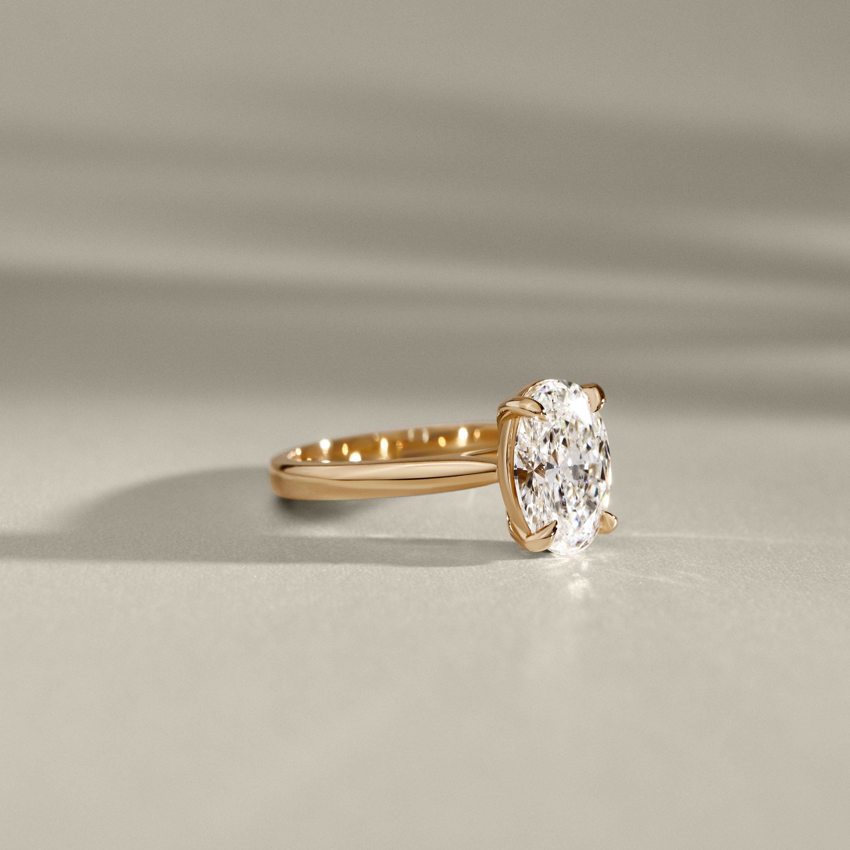 Lyra Oval Cut Solitaire Cathedral Engagement Ring, Moissanite/Lab Grown Diamond