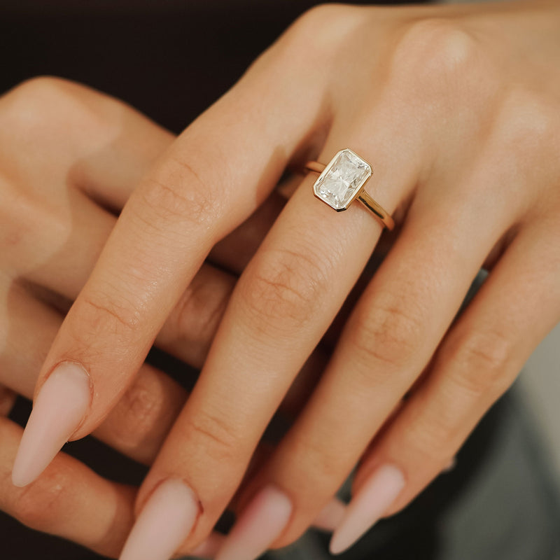 Carmen Full Bezel Cathedral Engagement Ring, Radiant/Emerald Cut