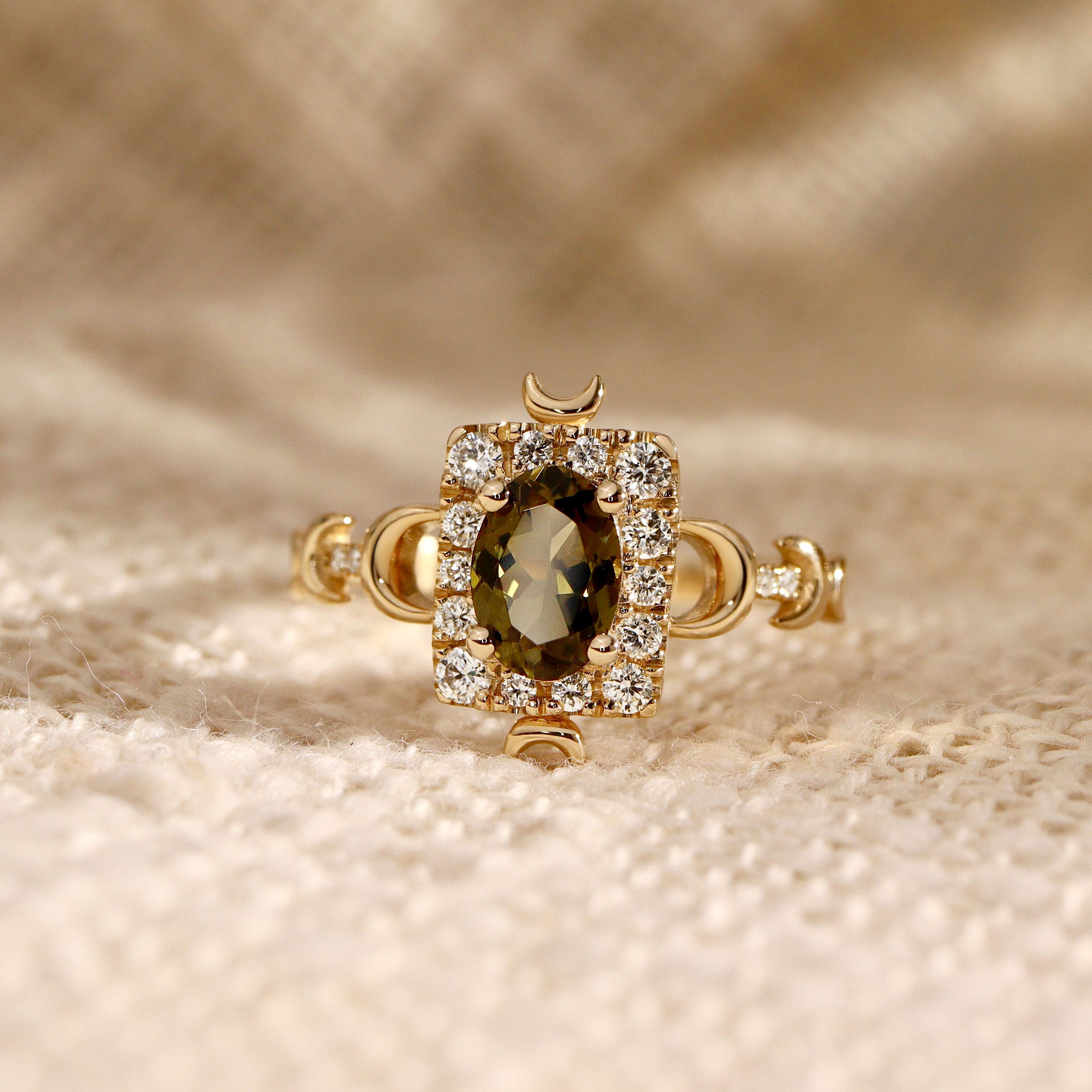 Tall Maeve Lunar Magic Moon Phase Ring, Halo With Pavé