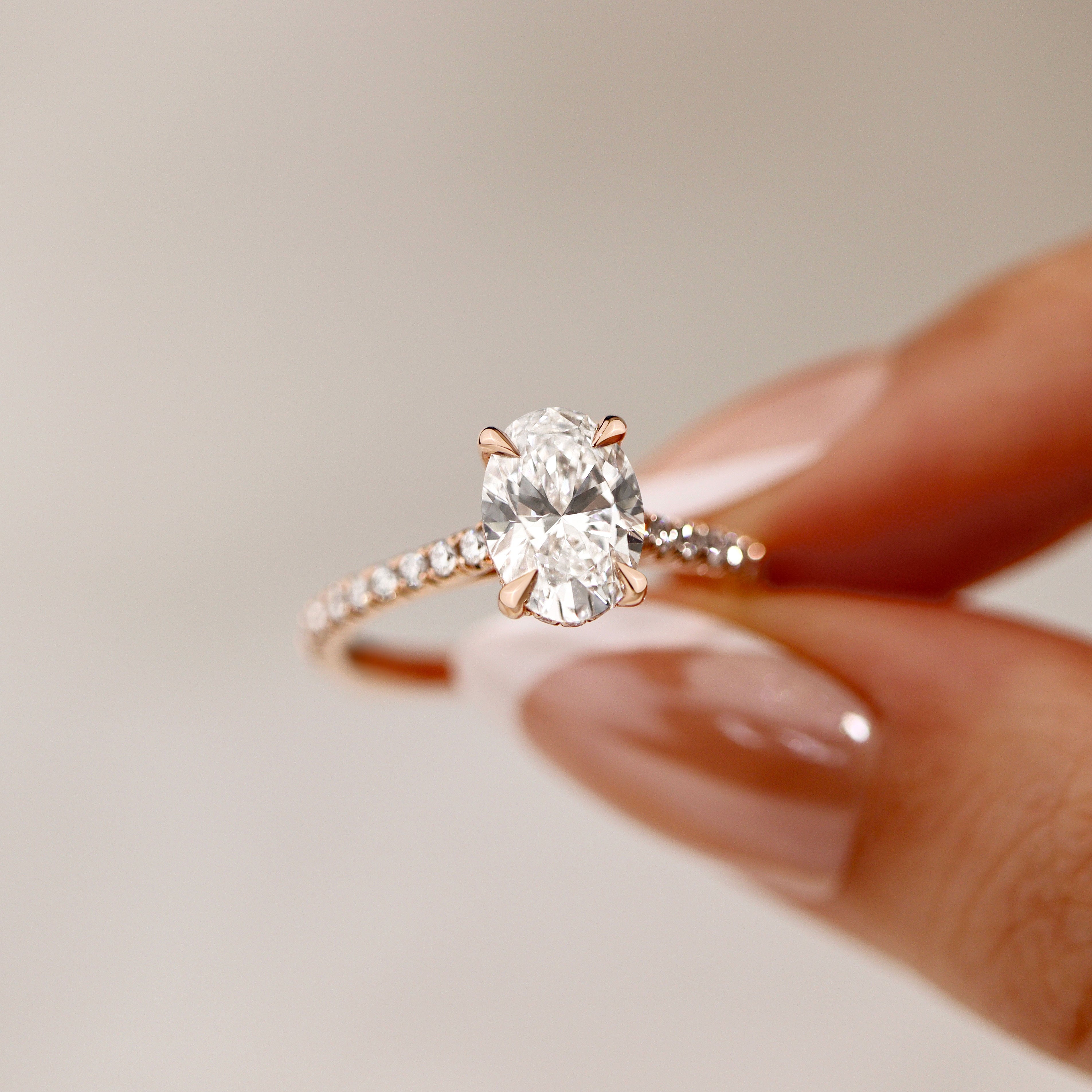 Customization -  Lab Diamond Riley Oval Hidden Halo Engagement Ring, w/ Euro Shank