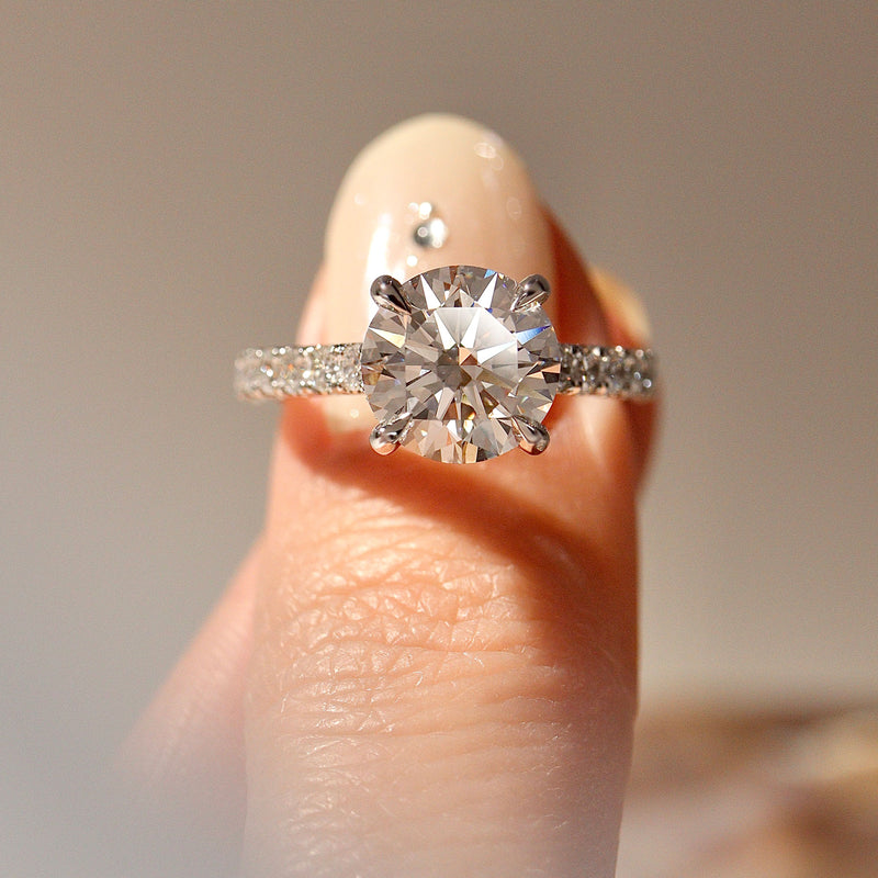 Round Riley Hidden Halo Engagement Ring, Moissanite/Lab Grown Diamond