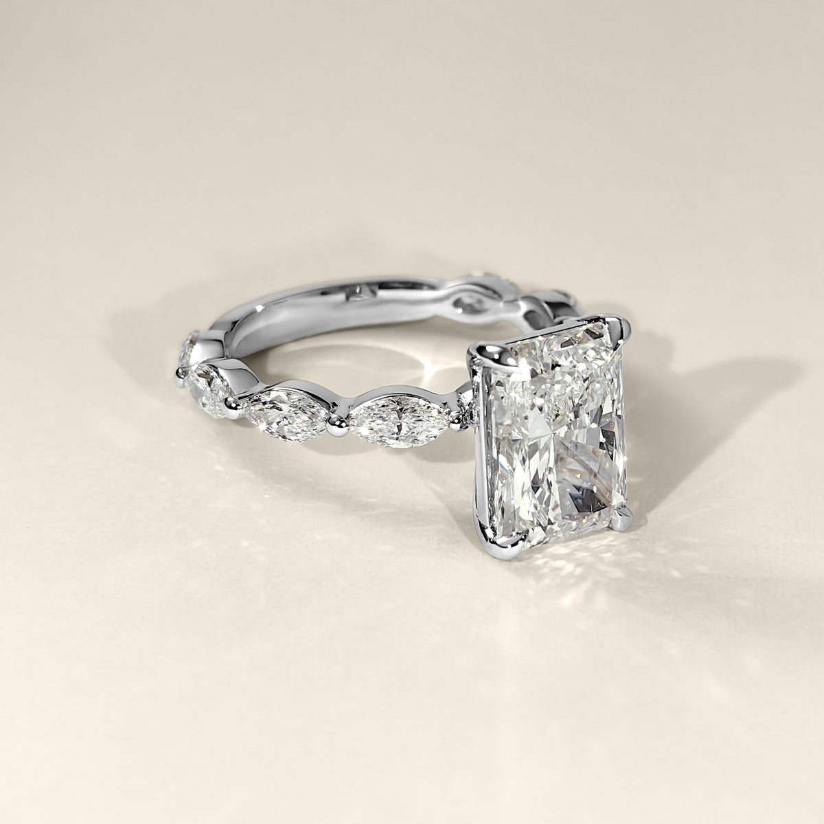 Marielle Radiant Cut Marquise Diamond Band Engagement Ring