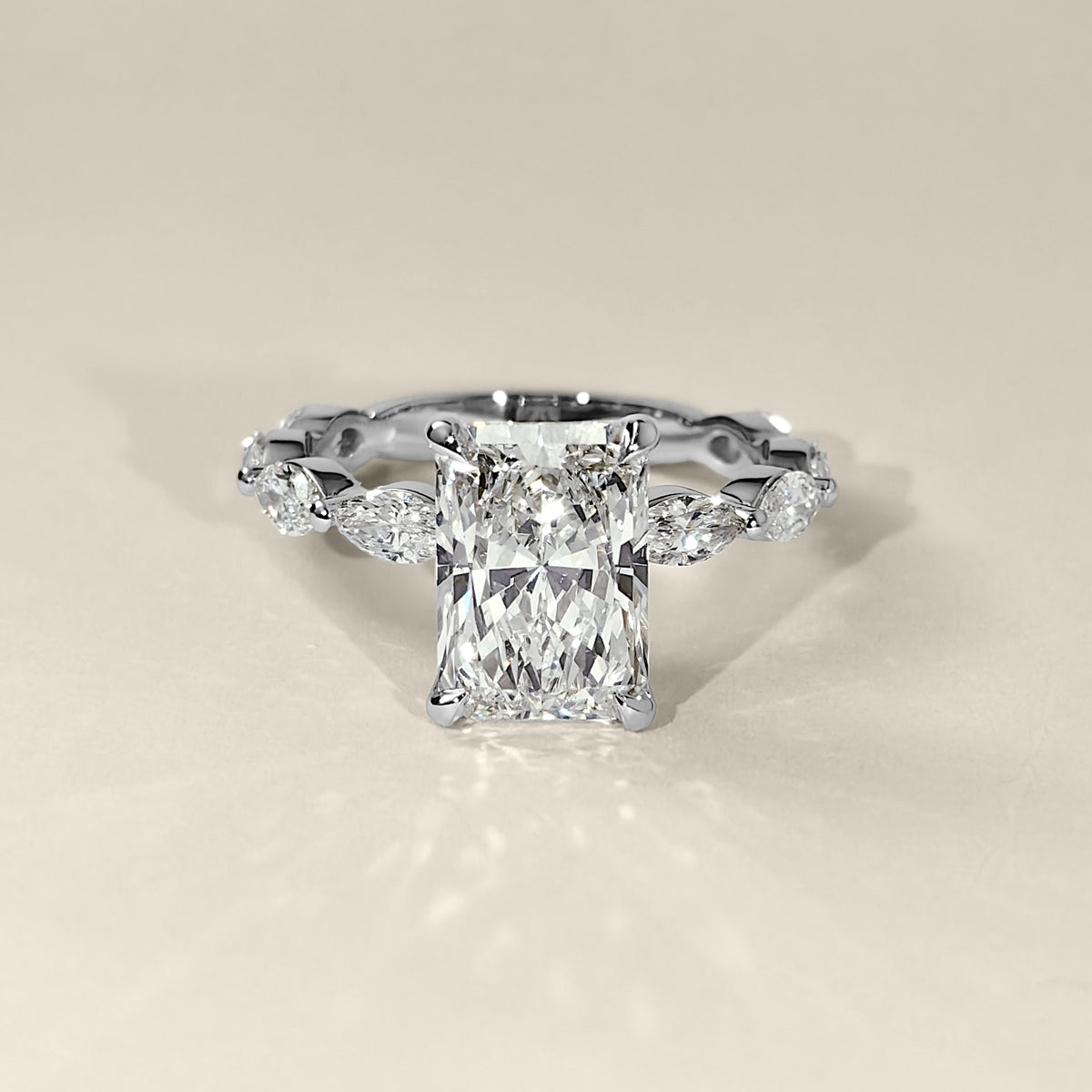 Marielle Radiant Cut Marquise Diamond Band Engagement Ring