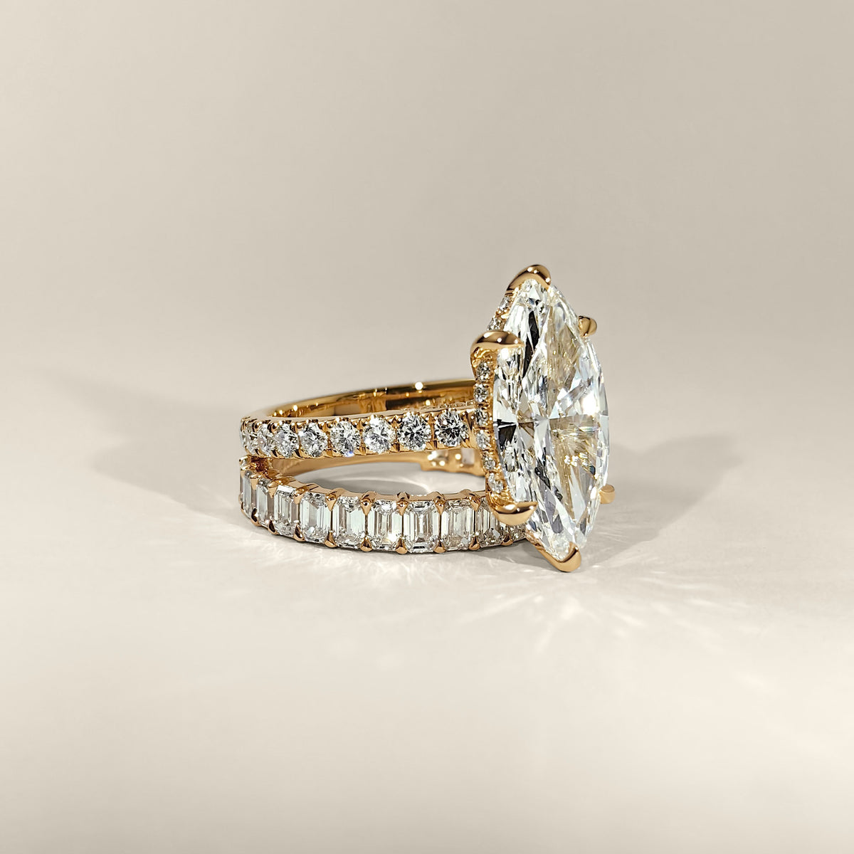 Riley Marquise Hidden Halo Cathedral Engagement Ring