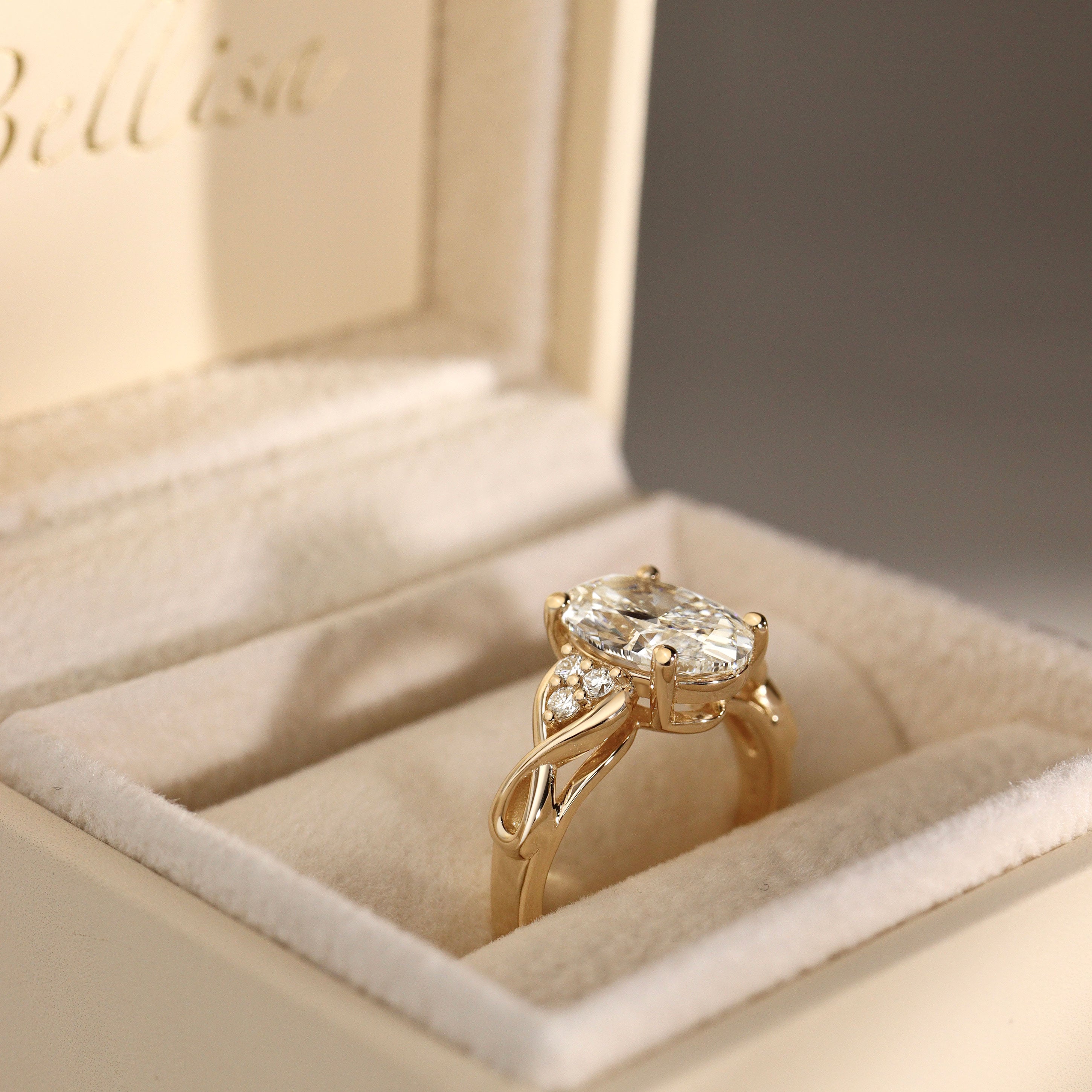 Serene Swan Oval Infinity Engagement Ring, Cathedral