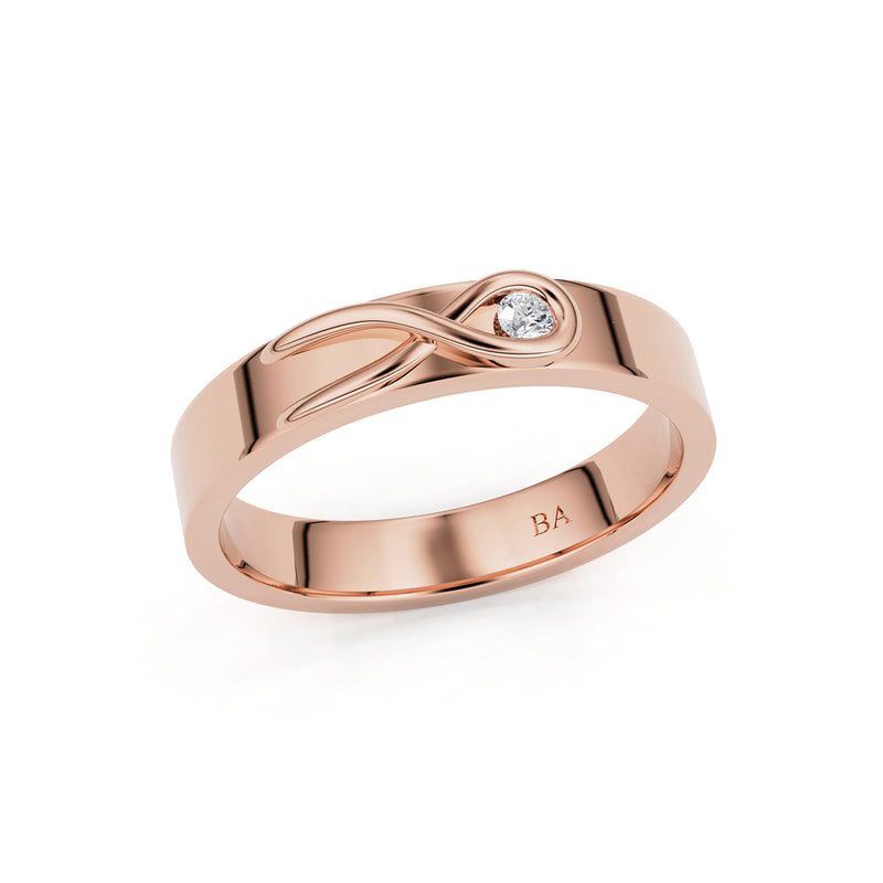 4mm Infinity Half Bezel Set Forever Wedding Band, 14k Gold