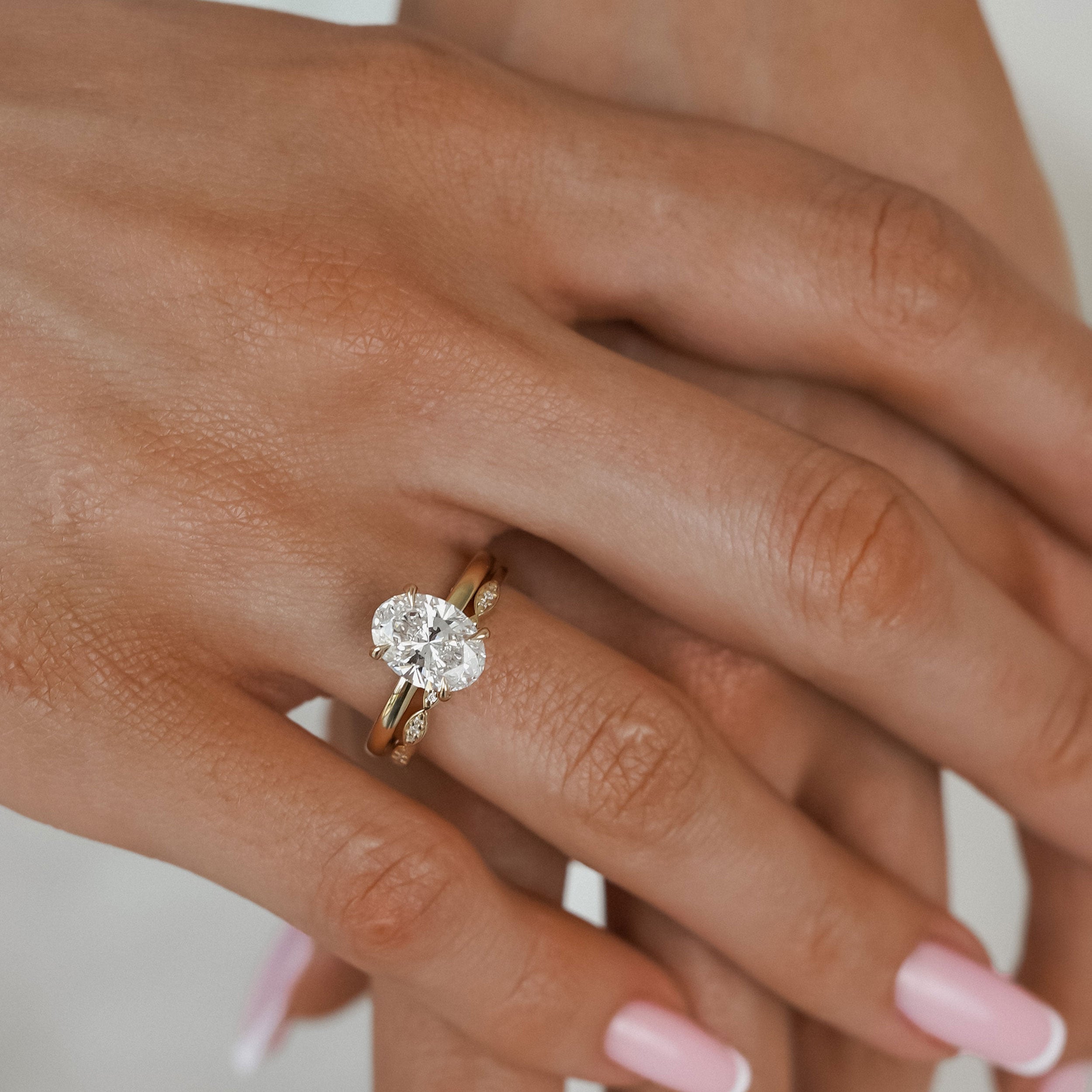 Ivy Oval Hidden Halo Engagement Ring, Moissanite/Lab Grown Diamond