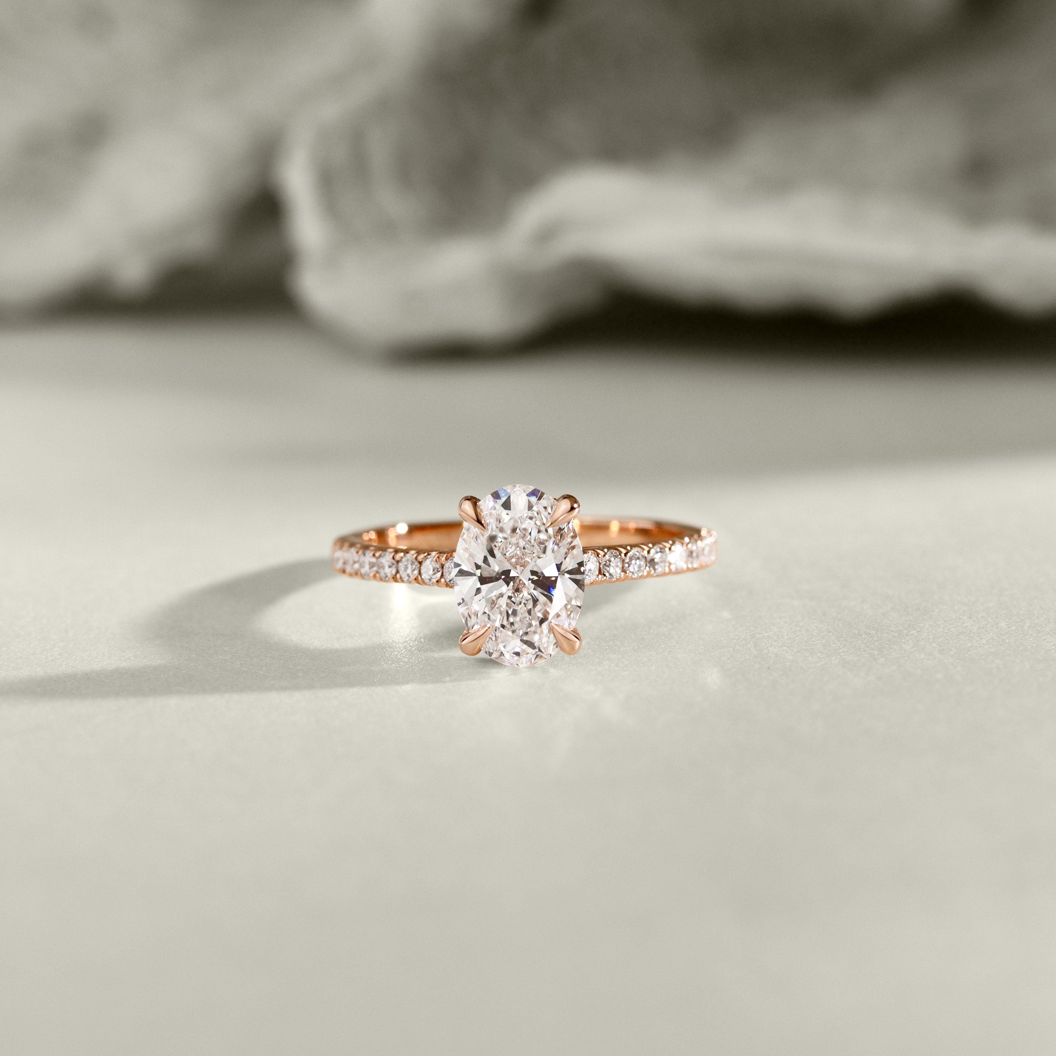 Riley Oval Hidden Halo Engagement Ring, Moissanite/Lab Grown Diamond