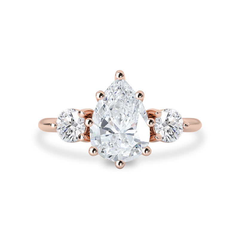 Nova Pear Three Stone Engagement Ring, Moissanite/Lab Grown Diamond