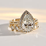 Sophia Pear Halo Cathedral Engagement Ring, Moissanite/Lab Grown Diamond