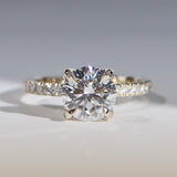 True Promise Round Petal Pavé Engagement Ring, Moissanite/Lab Diamond