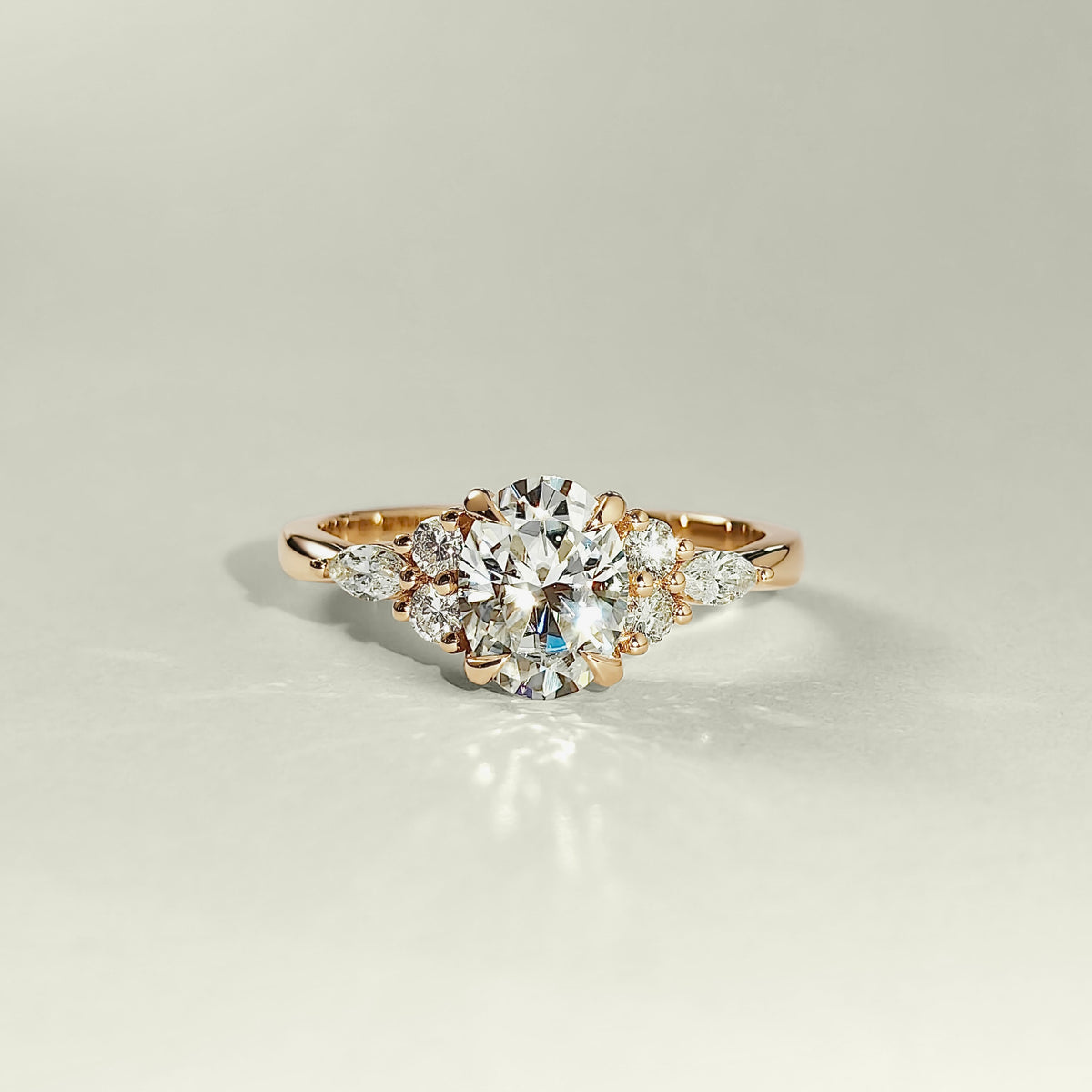 8x6mm oval moissanite cluster engagement ring