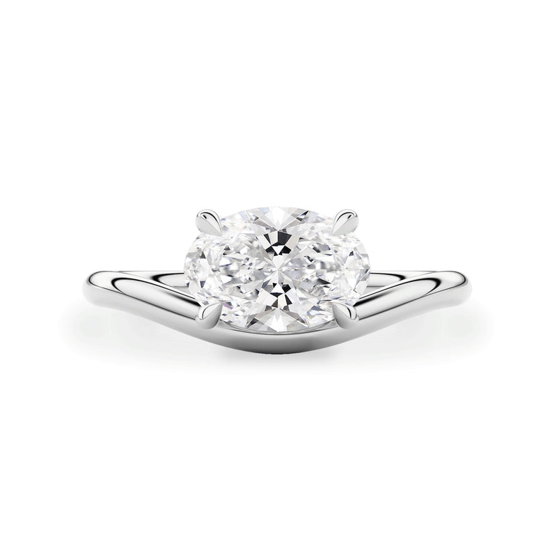 Orla Curved Band Solitaire Engagement Ring, Oval Cut