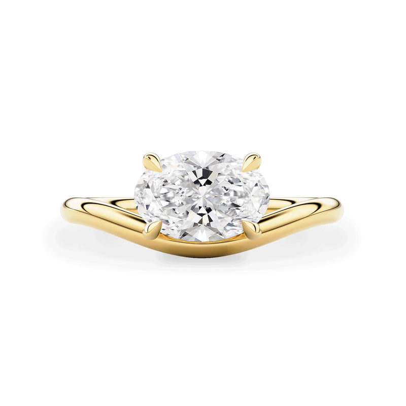 Orla Curved Band Solitaire Engagement Ring, Oval Cut