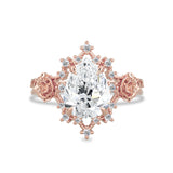 Alice Star & Rose Blossom Engagement Ring, Pear Cut