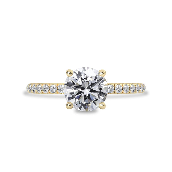 50/50 Split Payment - Amelia Round Hidden Halo Engagement Ring, High Set