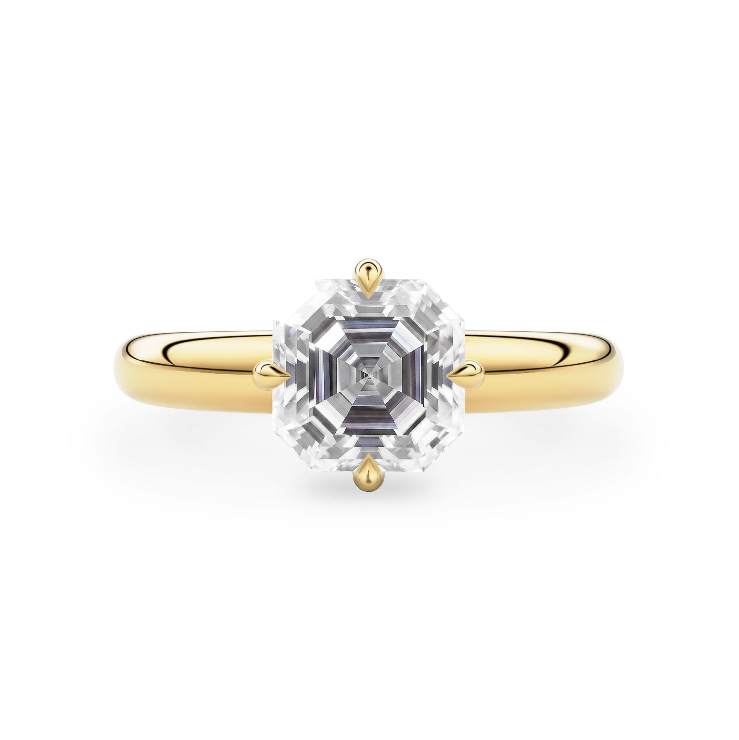 Eleanor Asscher Cut Moissanite Solitaire Engagement Ring