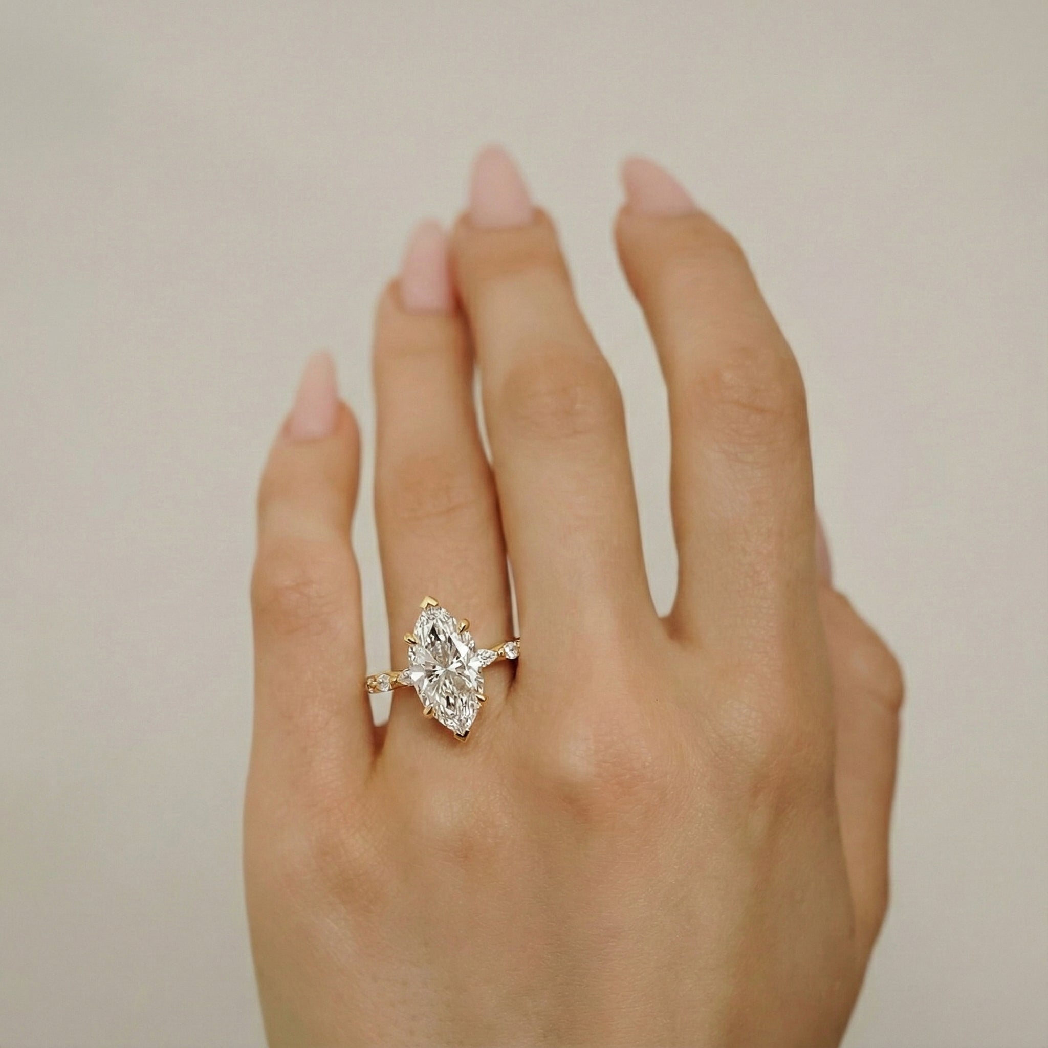 Avery Marquise Cut Hidden Halo Engagement Ring, Marquise Band