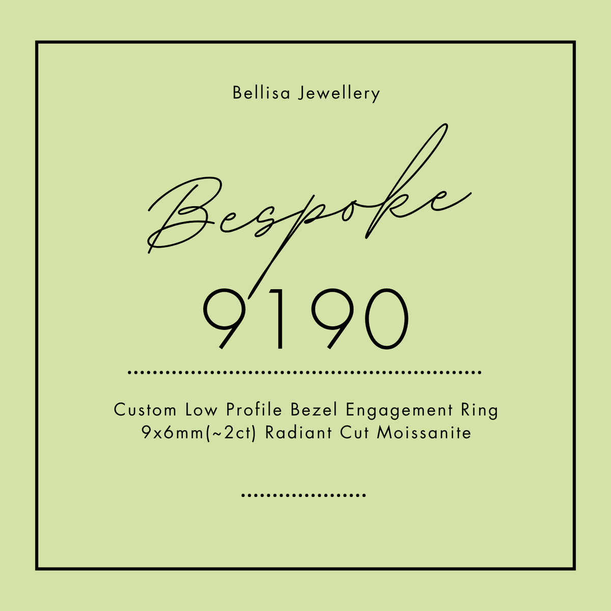 Bespoke #9190 - Custom Low Profile Bezel Engagement Ring, 9x6mm Radiant Cut Moissanite