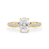 Cinderella Petal Cathedral Engagement Ring, Moissanite/Lab Diamond