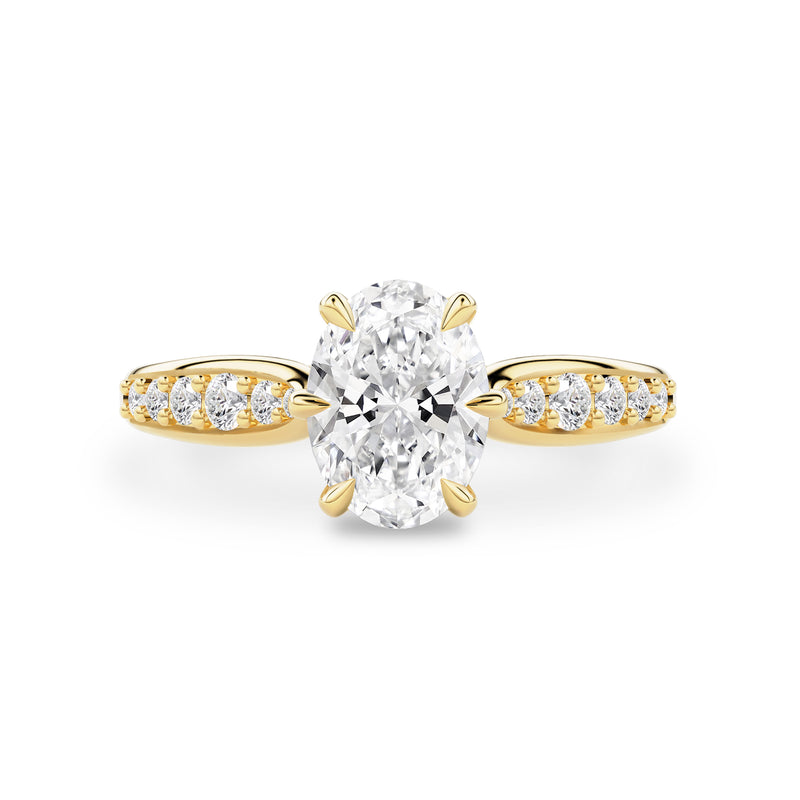 Cinderella Petal Cathedral Engagement Ring, Moissanite/Lab Diamond