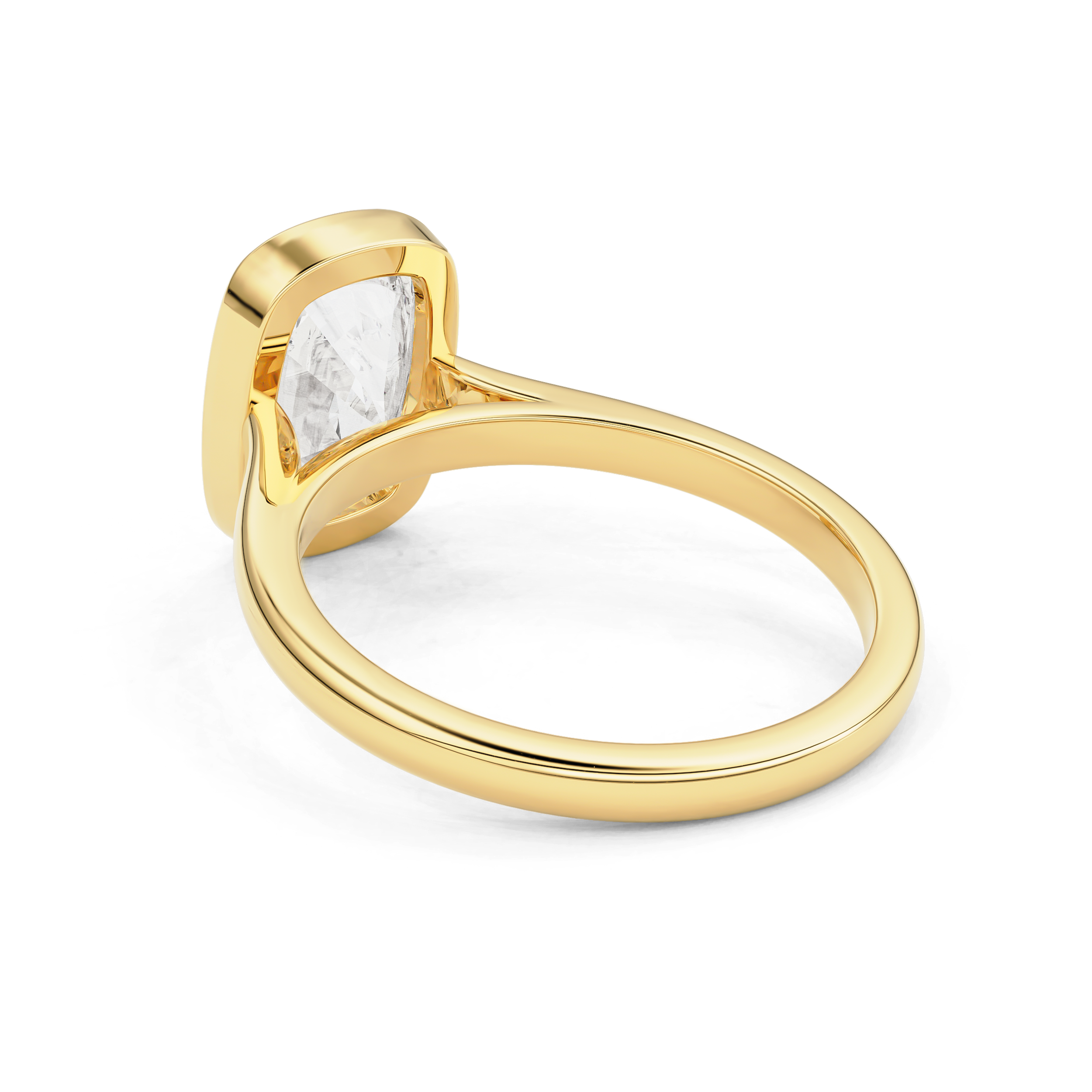 Carmen Elongated Cushion Bezel Solitaire Cathedral Engagement Ring