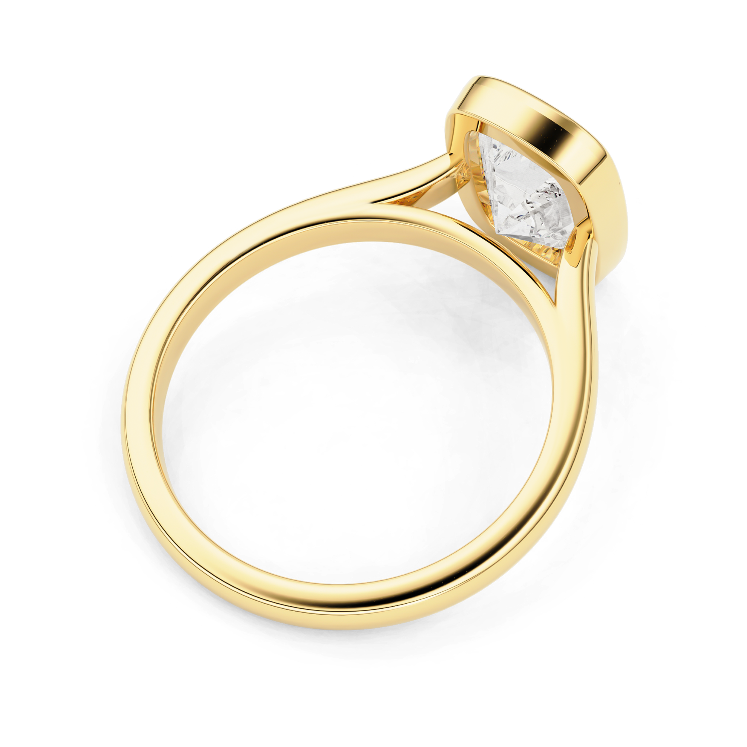 Carmen Elongated Cushion Bezel Solitaire Cathedral Engagement Ring