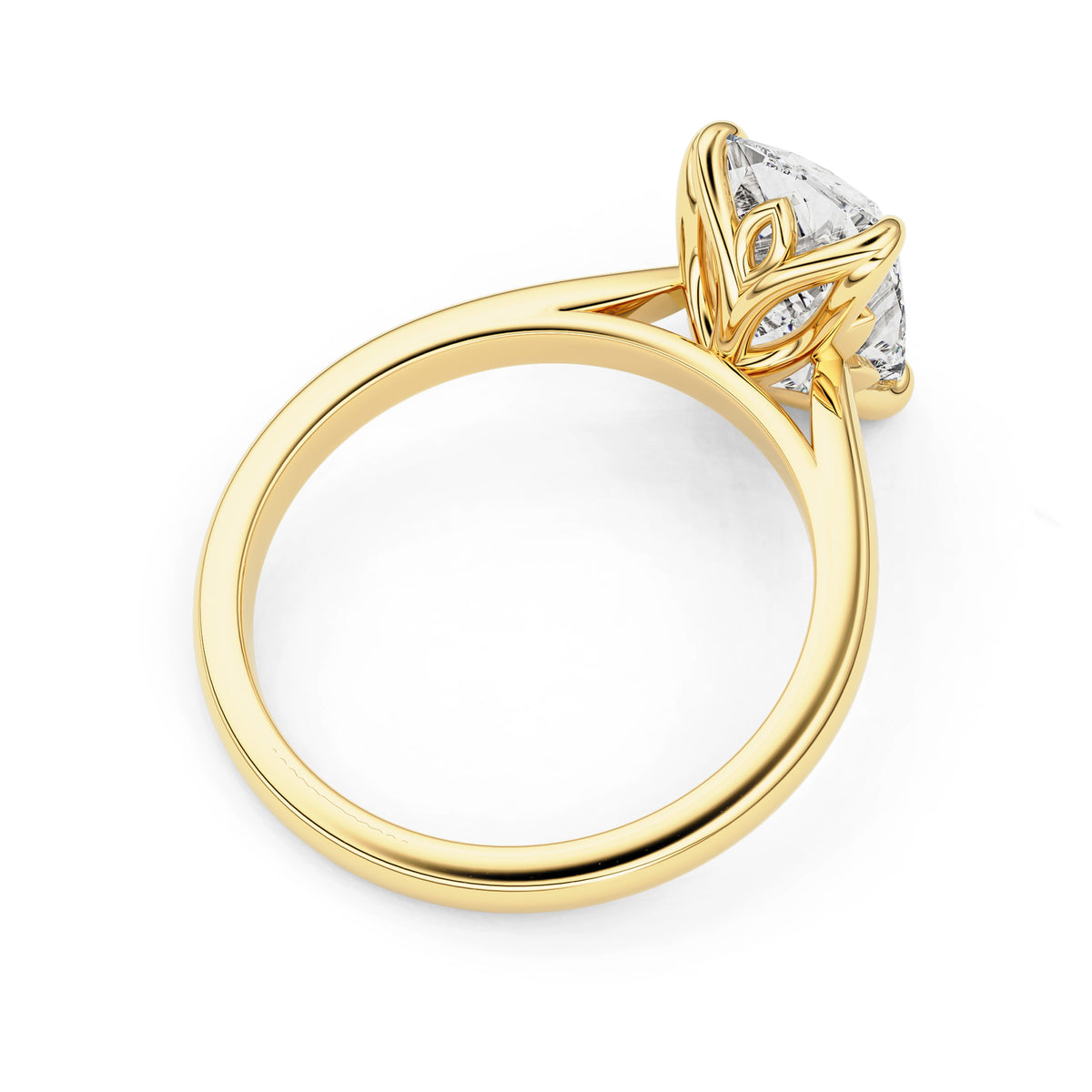 Elara Elongated Cushion Petal Prong Cathedral Engagement Ring